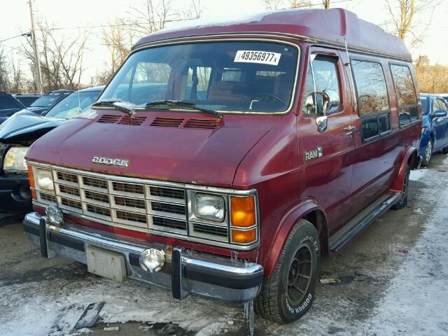 2B6HB21Y1KK344973 - 1989 DODGE RAM VAN B2 RED photo 2