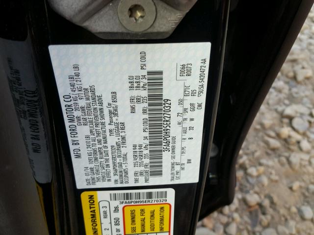 3FA6P0H95ER270329 - 2014 FORD FUSION SE BLACK photo 10