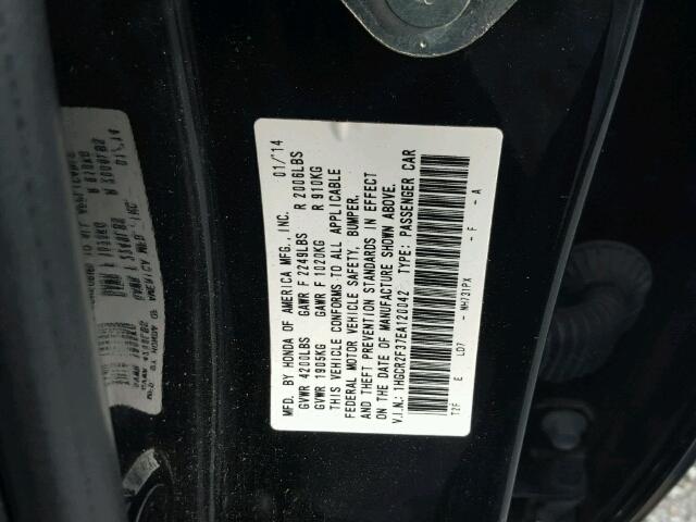 1HGCR2F37EA120042 - 2014 HONDA ACCORD LX BLACK photo 10