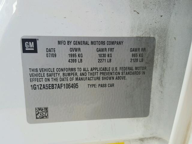 1G1ZA5EB7AF106495 - 2010 CHEVROLET MALIBU LS 白色 照片 10