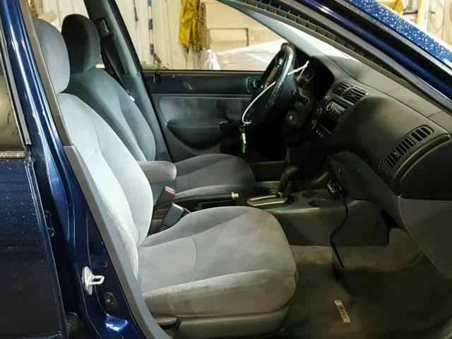 2HGES26781H546088 - 2001 HONDA CIVIC EX ლურჯი ფოტო 5
