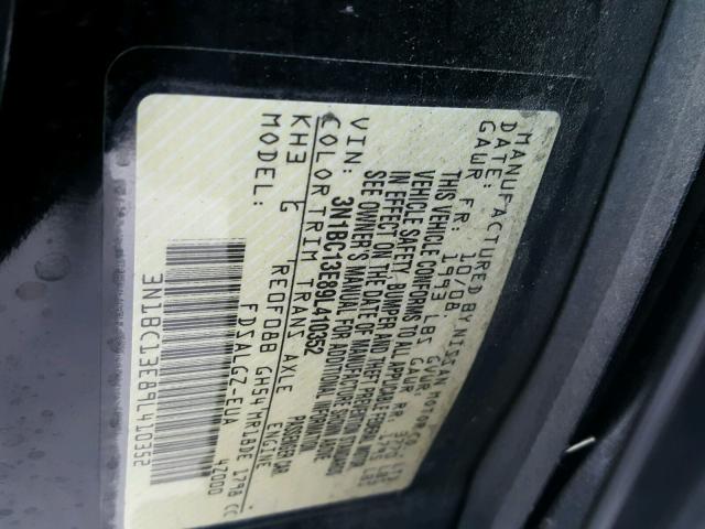 3N1BC13E89L410352 - 2009 NISSAN VERSA S BLACK photo 10