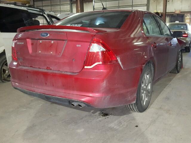 3FAHP0HAXCR438529 - 2012 FORD FUSION SE RED photo 4