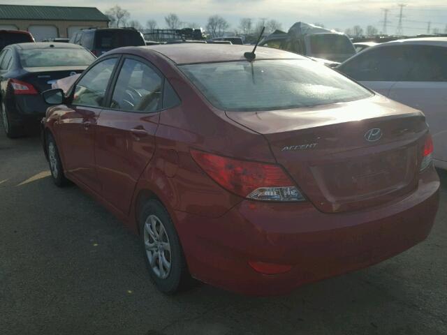 KMHCT4AE0CU145974 - 2012 HYUNDAI ACCENT GLS RED photo 3