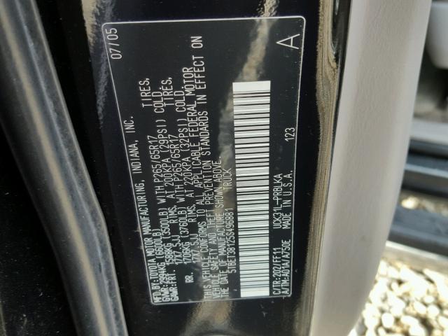 5TBET38125S496881 - 2005 TOYOTA TUNDRA DOU BLACK photo 10