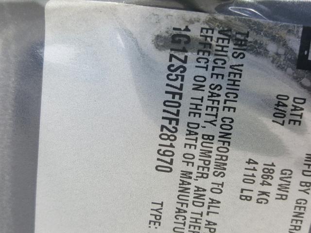 1G1ZS57F07F281970 - 2007 CHEVROLET MALIBU LS ნაცრისფერი ფოტო 10