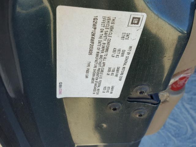 1G2WP12K0XF301910 - 1999 PONTIAC GRAND PRIX მწვანე ფოტო 10