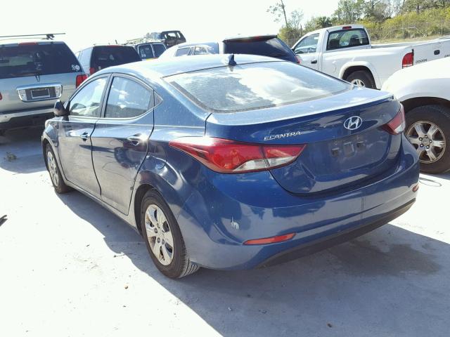 KMHDH4AE1GU485954 - 2016 HYUNDAI ELANTRA SE BLUE photo 3