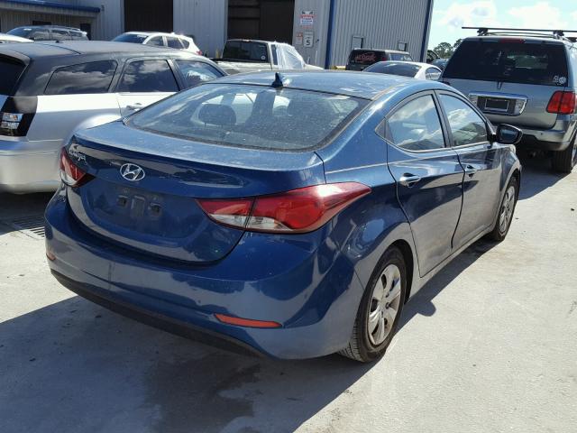 KMHDH4AE1GU485954 - 2016 HYUNDAI ELANTRA SE BLUE photo 4