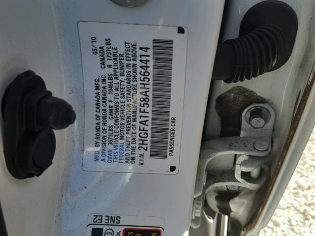 2HGFA1F58AH564414 - 2010 HONDA CIVIC LX WHITE photo 10