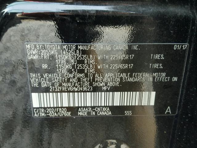 2T3ZFREV6HW349623 - 2017 TOYOTA RAV4 LE Qara foto 10