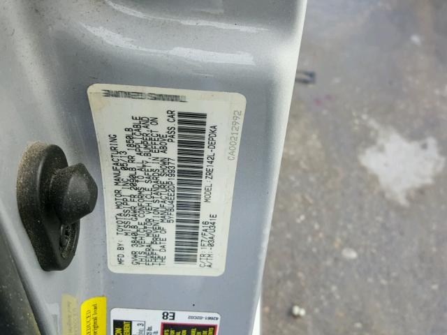 5YFBU4EE2DP199377 - 2013 TOYOTA COROLLA BA SILVER photo 10