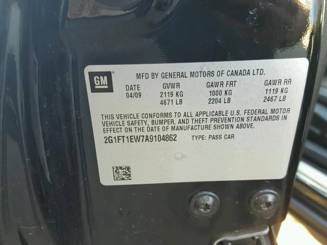 2G1FT1EW7A9104862 - 2010 CHEVROLET CAMARO SS Negro foto 10