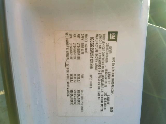 1GCGG25V261124266 - 2006 CHEVROLET EXPRESS G2 WHITE photo 10