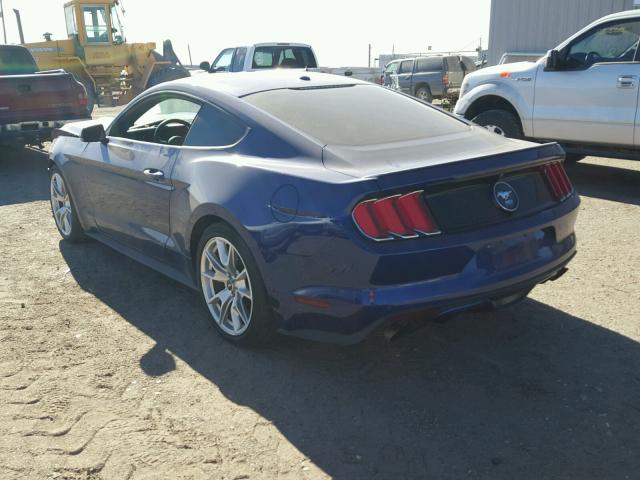 1FA6P8TH3F5318024 - 2015 FORD MUSTANG BLUE photo 3