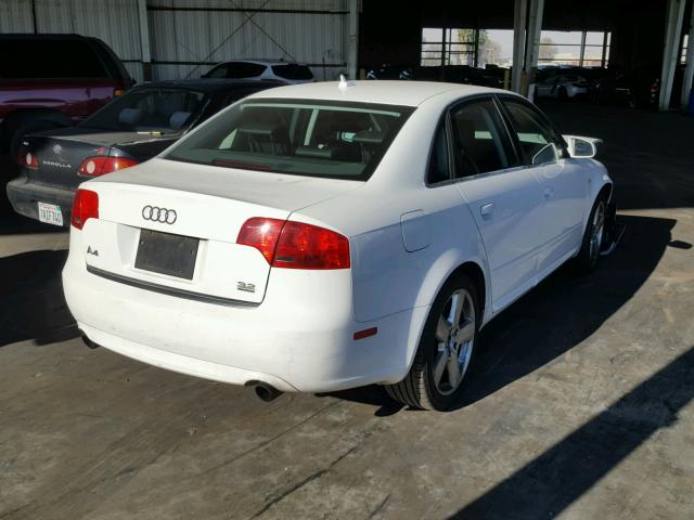 WAUDH78EX8A021542 - 2008 AUDI A4 3.2 QUA WHITE photo 4