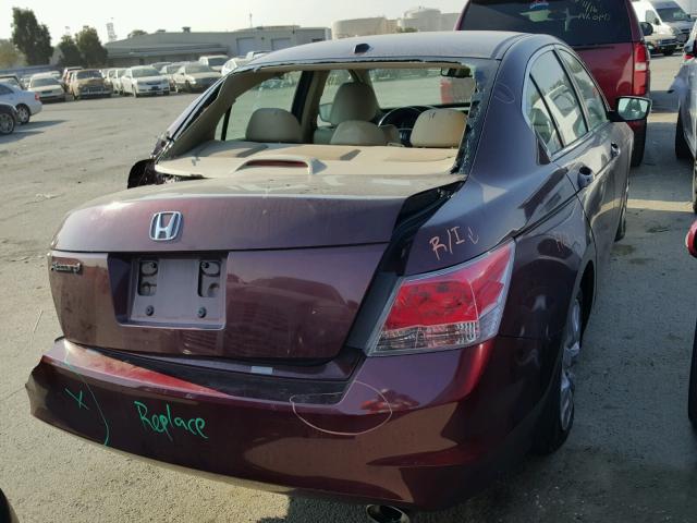 1HGCP2F87AA026948 - 2010 HONDA ACCORD EXL BURGUNDY photo 4