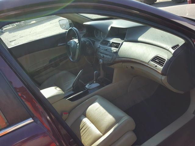 1HGCP2F87AA026948 - 2010 HONDA ACCORD EXL BURGUNDY photo 5