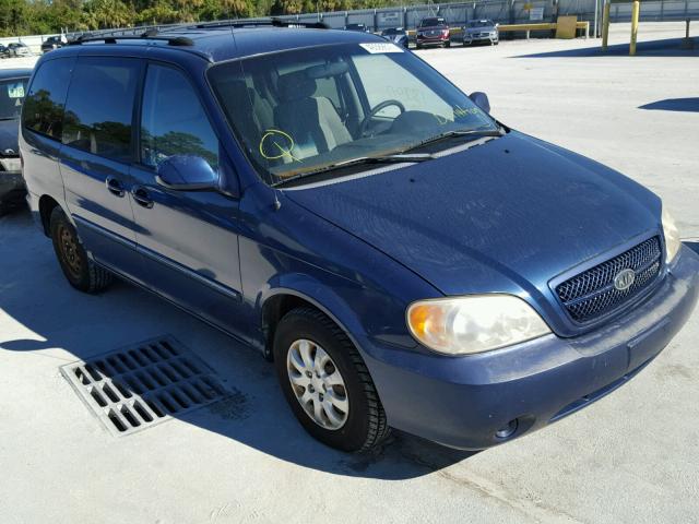 KNDUP131256623292 - 2005 KIA SEDONA EX BLUE photo 1