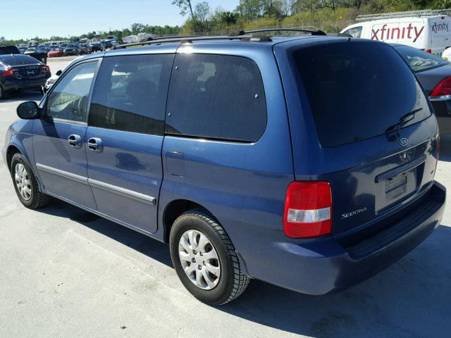 KNDUP131256623292 - 2005 KIA SEDONA EX BLUE photo 3