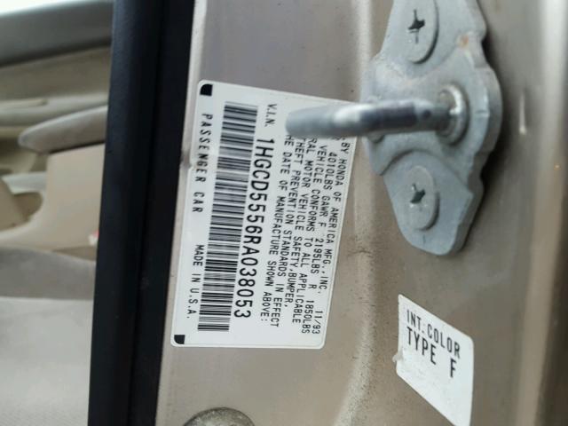 1HGCD5556RA038053 - 1994 HONDA ACCORD EX 金色 照片 10