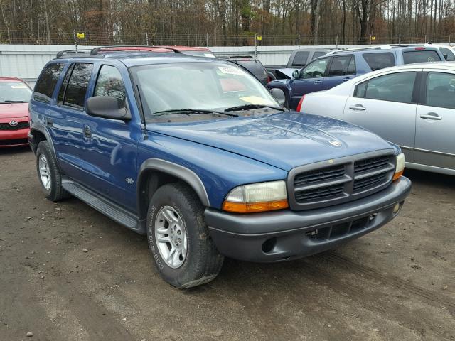 1B4HR38N72F122894 - 2002 DODGE DURANGO SP BLUE photo 1