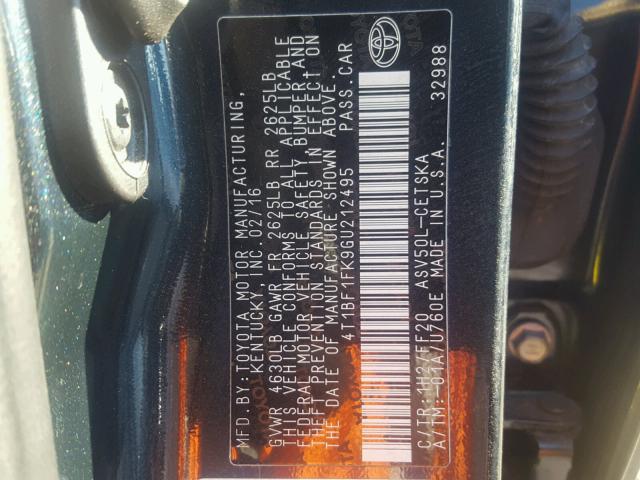 4T1BF1FK9GU212495 - 2016 TOYOTA CAMRY LE 蓝色 照片 10