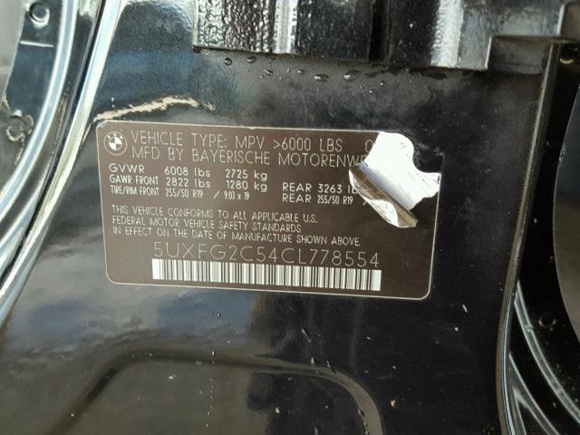 5UXFG2C54CL778554 - 2012 BMW X6 XDRIVE3 BLACK photo 10