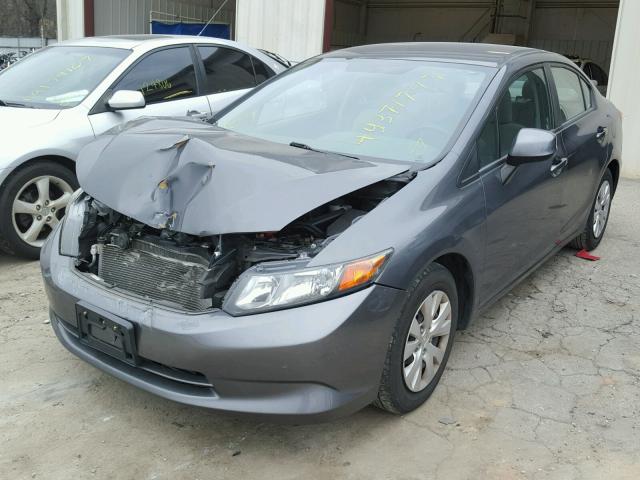 2HGFB2F59CH553492 - 2012 HONDA CIVIC LX GRAY photo 2