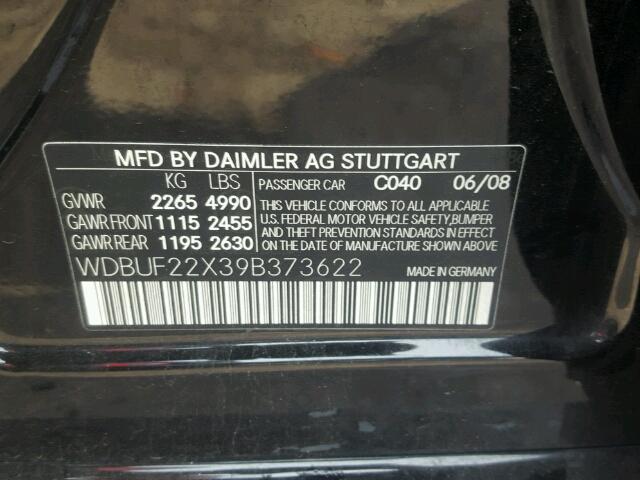 WDBUF22X39B373622 - 2009 MERCEDES-BENZ E 320 CDI BLACK photo 10