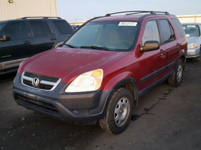 JHLRD68492C001397 - 2002 HONDA CR-V LX MAROON photo 2