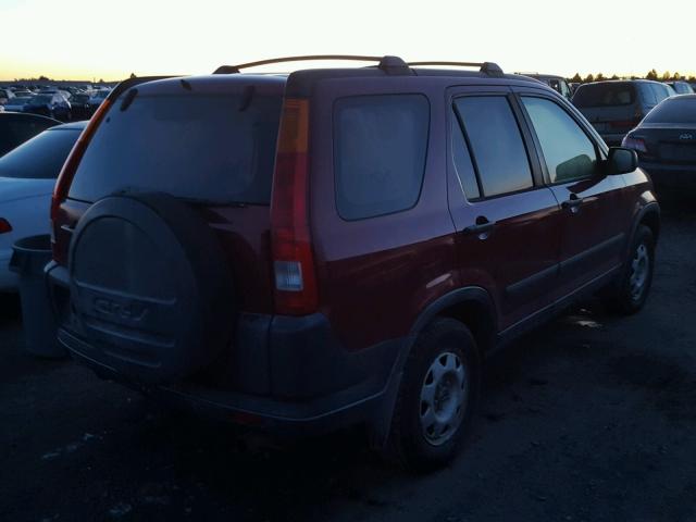 JHLRD68492C001397 - 2002 HONDA CR-V LX MAROON photo 4