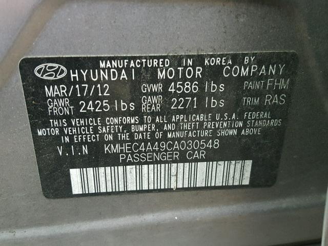 KMHEC4A49CA030548 - 2012 HYUNDAI SONATA HYB SILVER photo 10