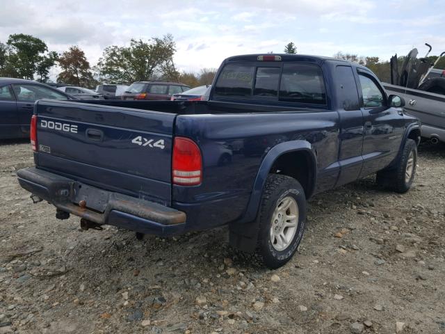 1B7GG32X52S515086 - 2002 DODGE DAKOTA SPO BLUE photo 4