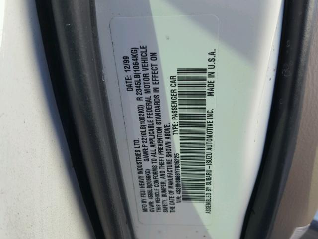 4S3BH6868Y7635225 - 2000 SUBARU LEGACY OUT WHITE photo 10