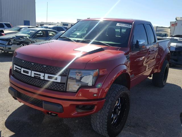 1FTFX1R65EFA63053 - 2014 FORD F150 SVT R MAROON photo 2