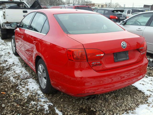 3VWDP7AJ7DM215744 - 2013 VOLKSWAGEN JETTA SE RED photo 3