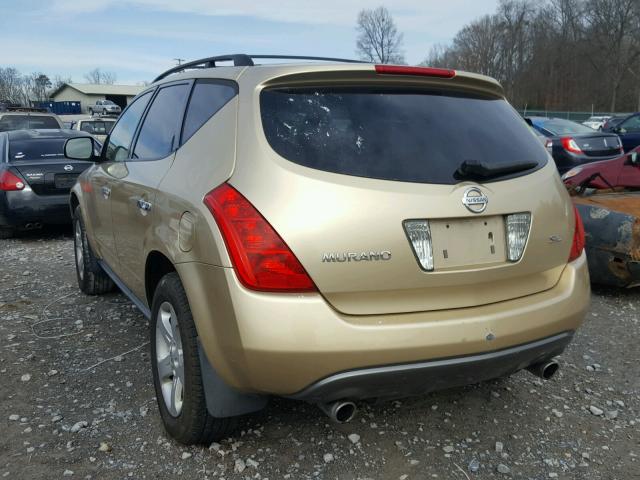 JN8AZ08T54W221657 - 2004 NISSAN MURANO SL GOLD photo 3