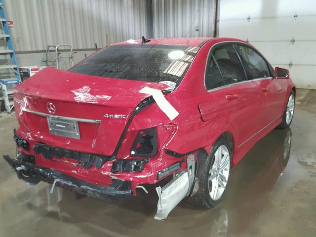 WDDGF8AB0ER322545 - 2014 MERCEDES-BENZ C 300 4MAT RED photo 4