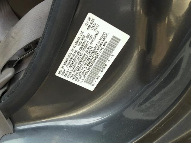 5FNRL3H98AB040087 - 2010 HONDA ODYSSEY TO GRAY photo 10