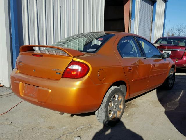 1B3ES56C15D251965 - 2005 DODGE NEON SXT ORANGE photo 4