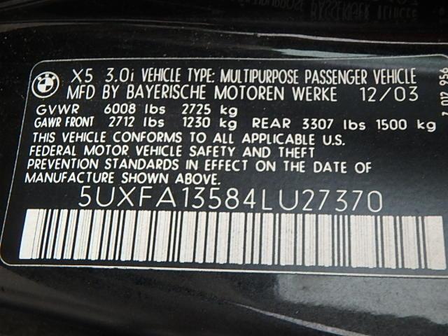 5UXFA13584LU27370 - 2004 BMW X5 3.0I BLACK photo 10