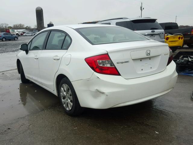 19XFB2F51CE084554 - 2012 HONDA CIVIC LX WHITE photo 3