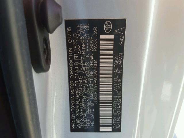 JTKDE167990291004 - 2009 TOYOTA SCION TC Gümüş foto 10