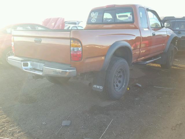 5TEWN72N42Z008778 - 2002 TOYOTA TACOMA XTR ORANGE photo 4