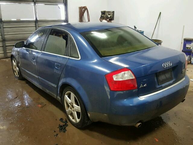 WAULT68E83A259760 - 2003 AUDI A4 3.0 QUA BLUE photo 3