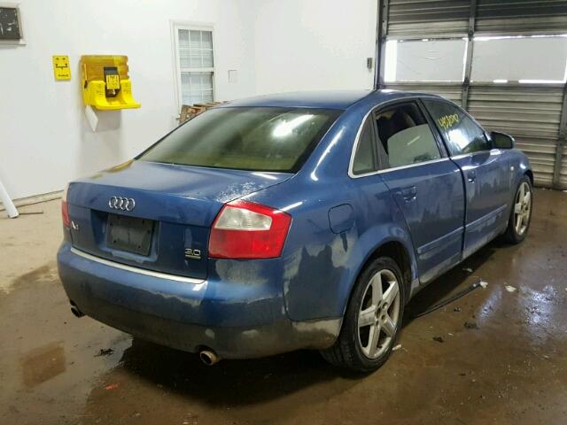 WAULT68E83A259760 - 2003 AUDI A4 3.0 QUA BLUE photo 4