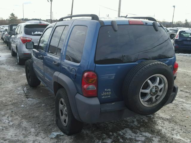 1J4GL48K54W139699 - 2004 JEEP LIBERTY SP BLUE photo 3