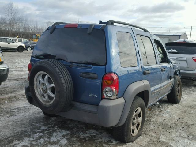 1J4GL48K54W139699 - 2004 JEEP LIBERTY SP BLUE photo 4