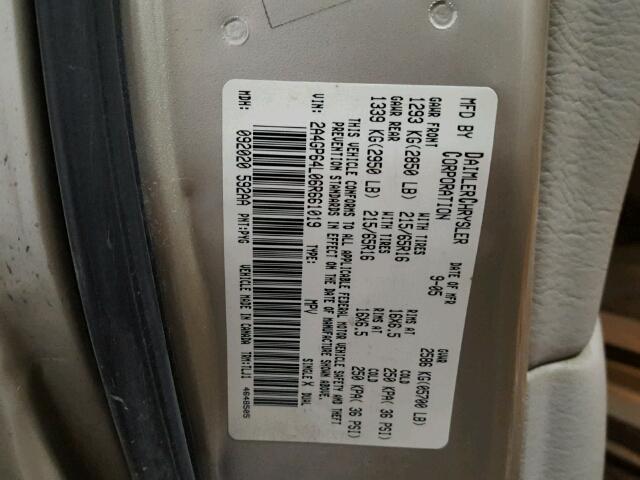 2A4GP64L06R661019 - 2006 CHRYSLER TOWN & COU TAN photo 10